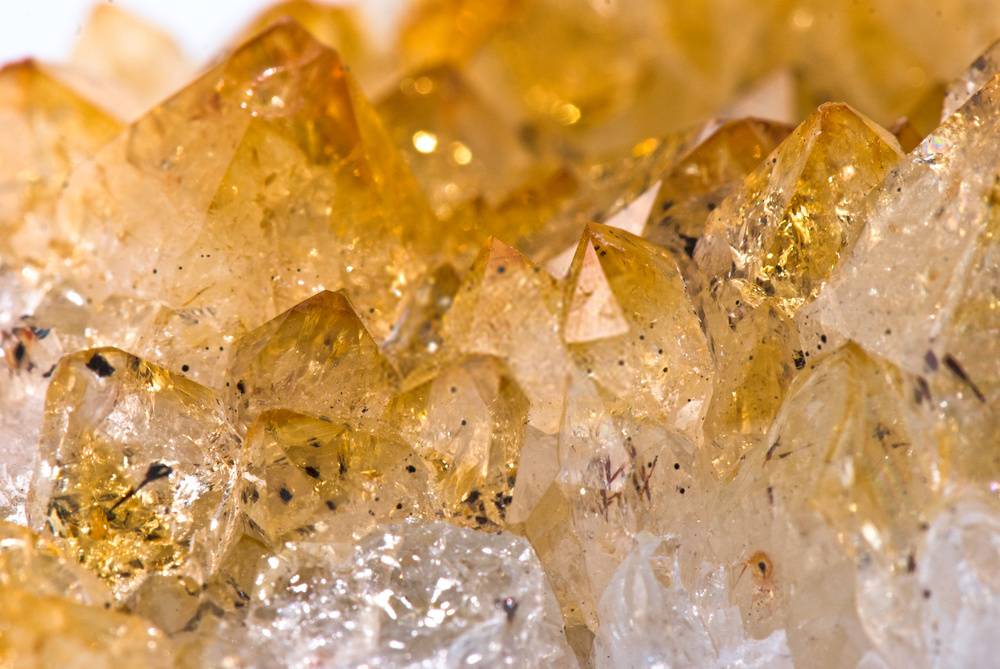 the crystals of yellow topaz