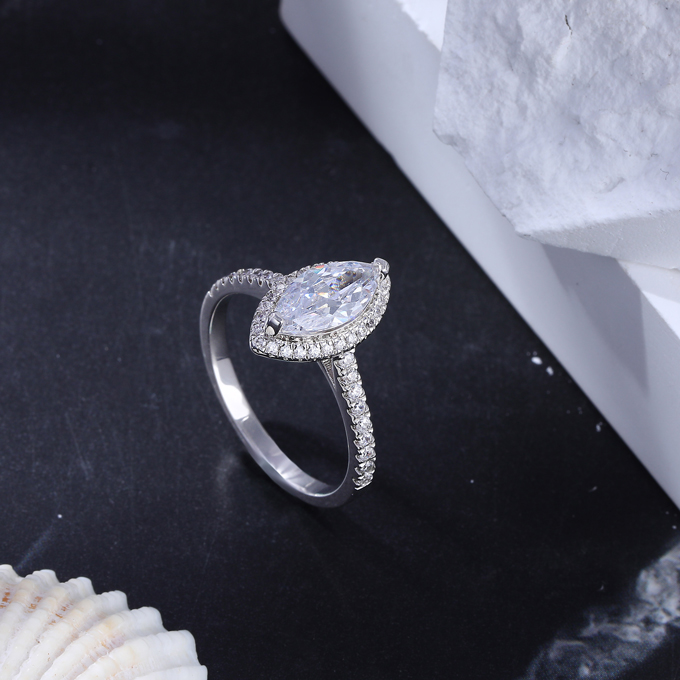 marquise-cut halo ring