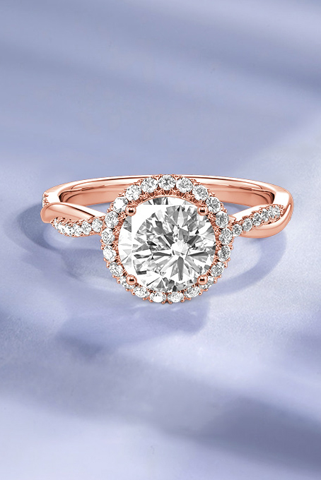 round-cut halo engagement ring