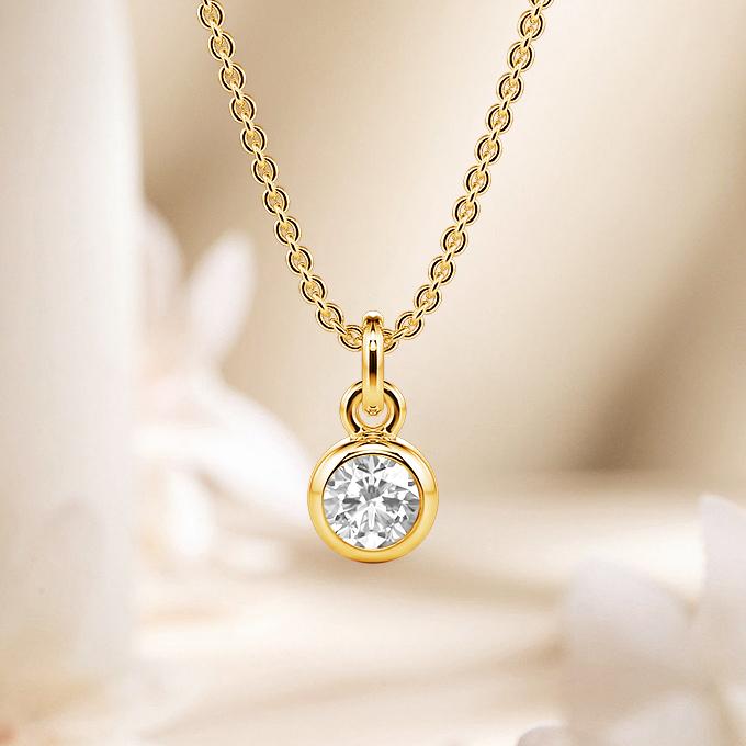 round-cut solitaire pendant neacklace