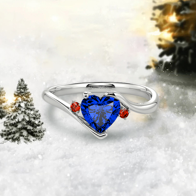 heart three-stone engagement ring