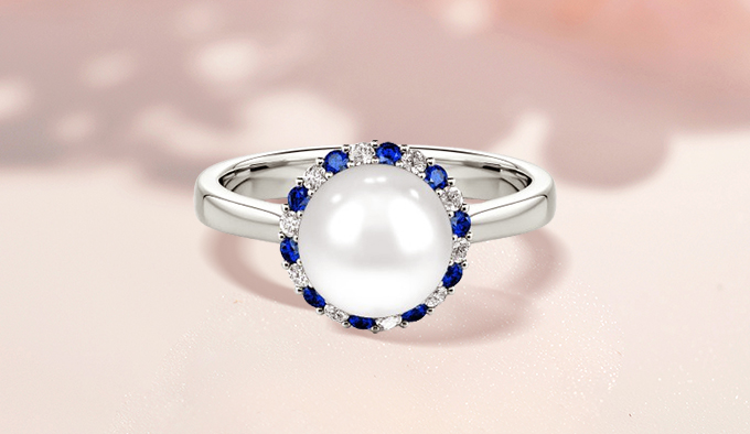 pearl halo ring - mother's day gift