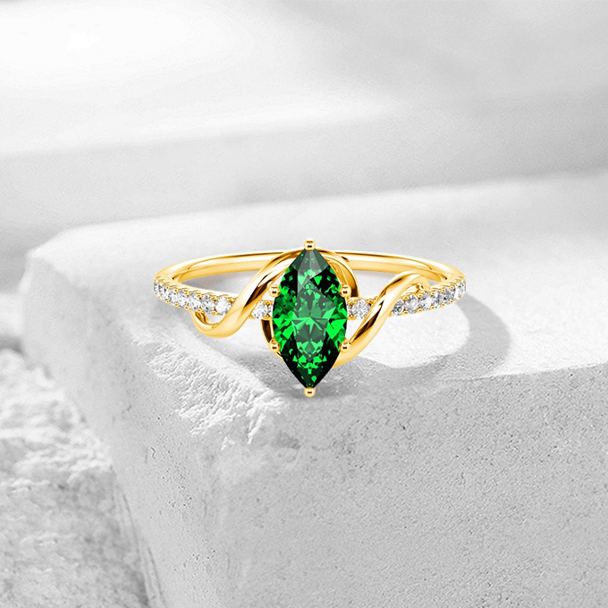 Marquise side stone ring