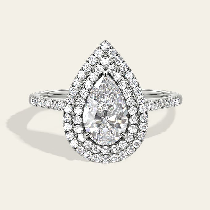 pear-cut double halo ring