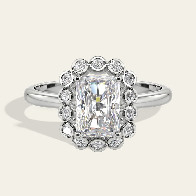 radiant-cut halo ring