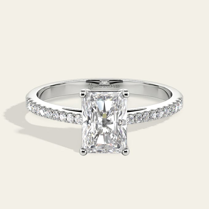 radiant-cut side stone ring