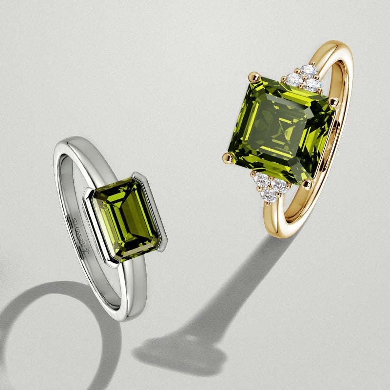 peridot green gemstone rings