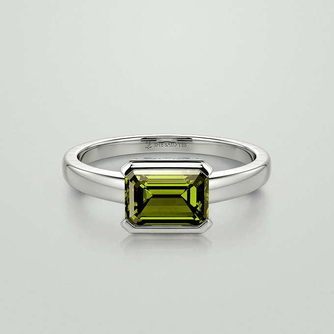 emerald-cut peridot ring