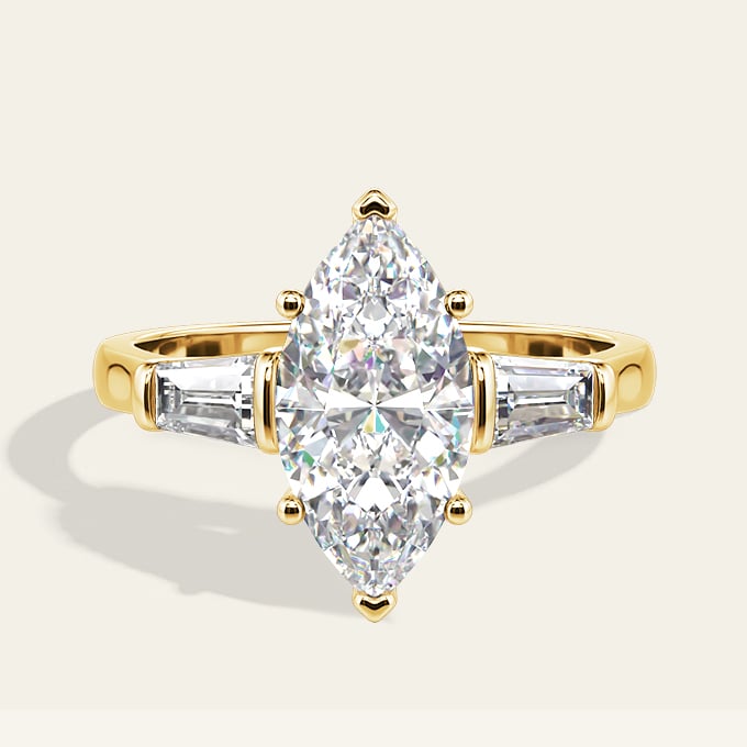 marquise-cut three stone ring