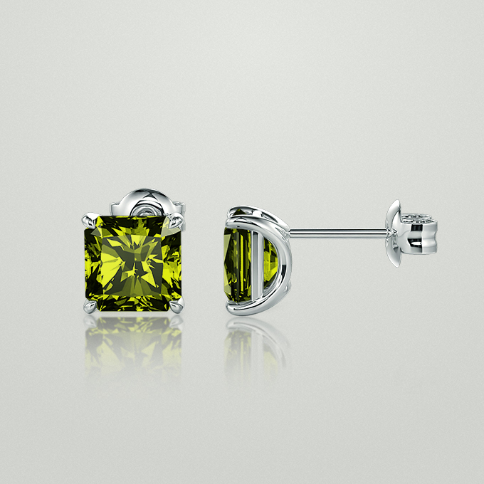 radiant-cut peridot stud earrings