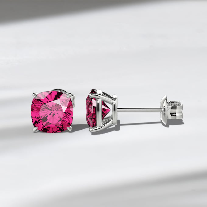 fuchsia tourmaline stud earrings