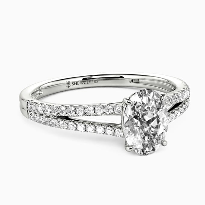 engagement ring with split shank