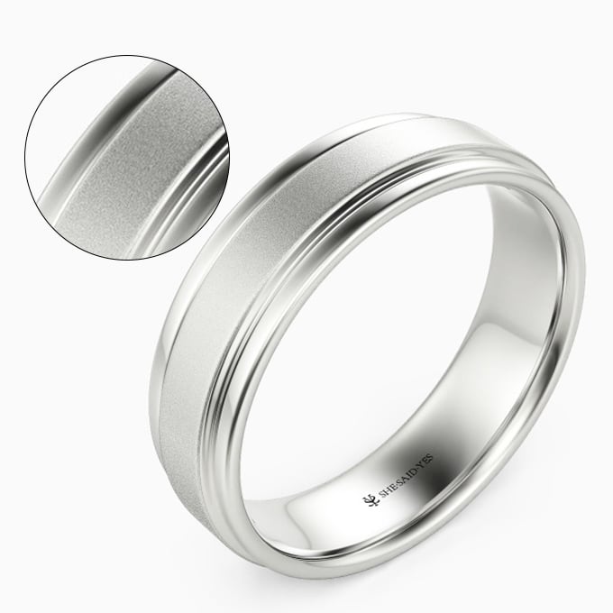 sandblasted wedding band finish