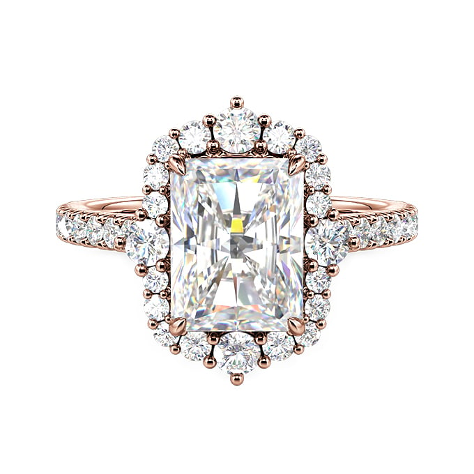 radiant halo engagement ring