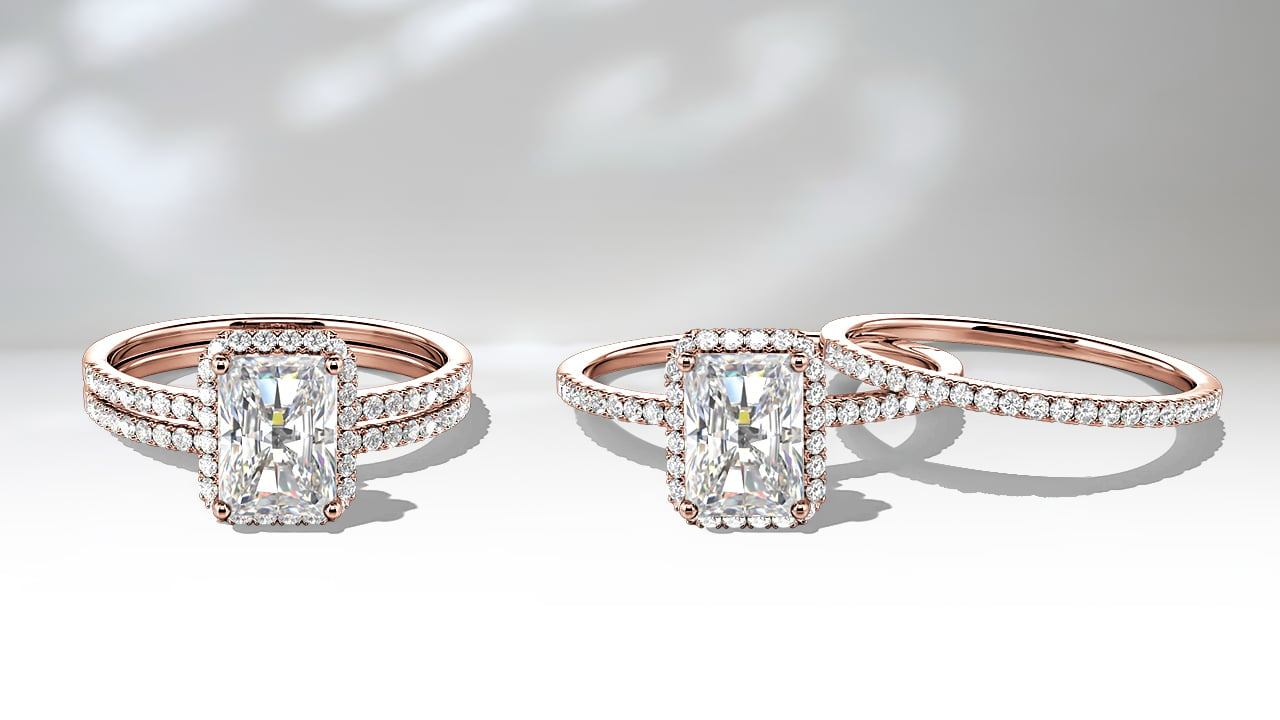 radiant halo ring set