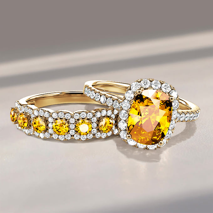 yellow gemstone 2pcs bridal set