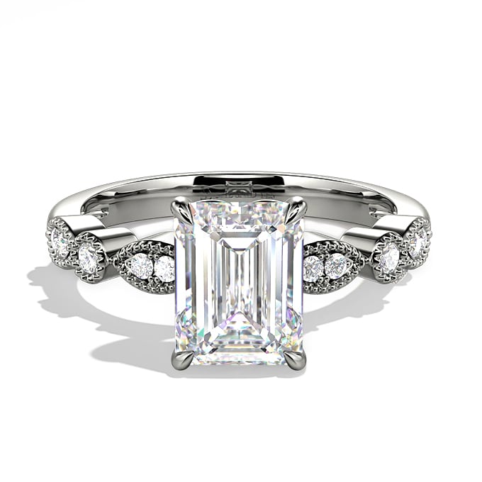 emerald-cut moissanite engagement ring