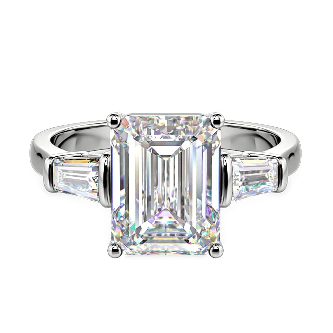 emerald cut threes stone engagement ring