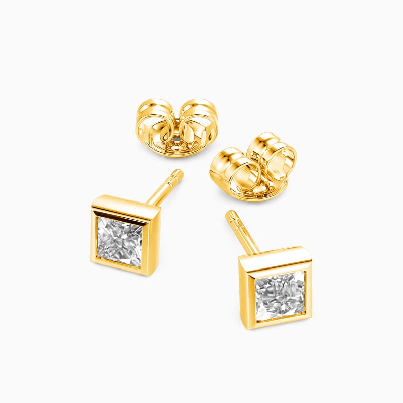 princess solitaire stud earrings