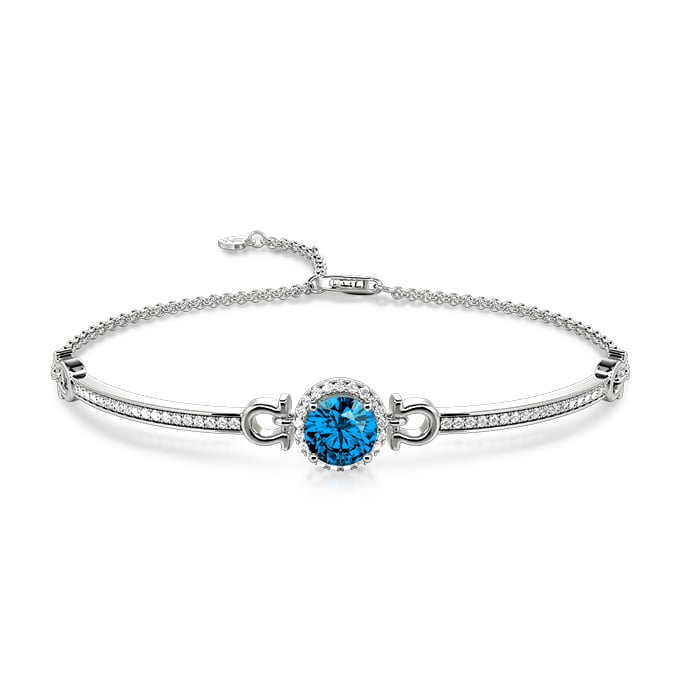 blue topaz halo bracelet