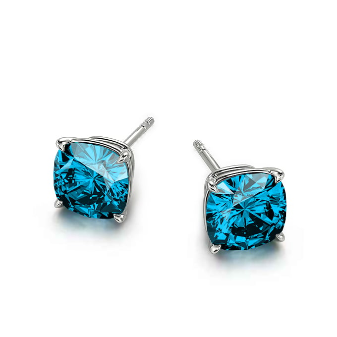 cushion cut blue topaz studs