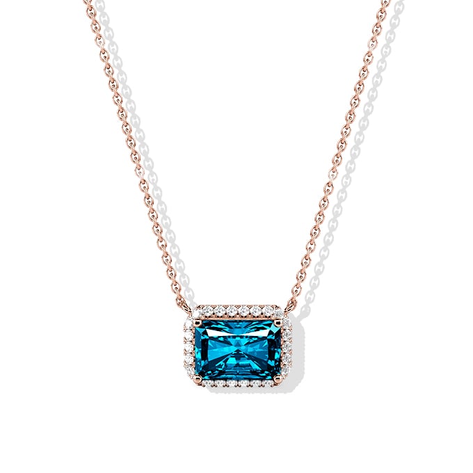 blue topaz10k rose gold necklace