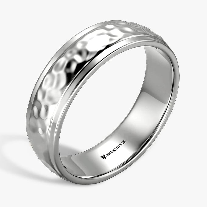 hammered men's wedding band