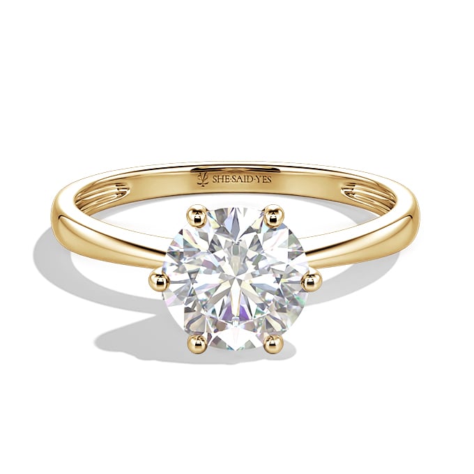 six-prong round-cut solitaire engagement ring