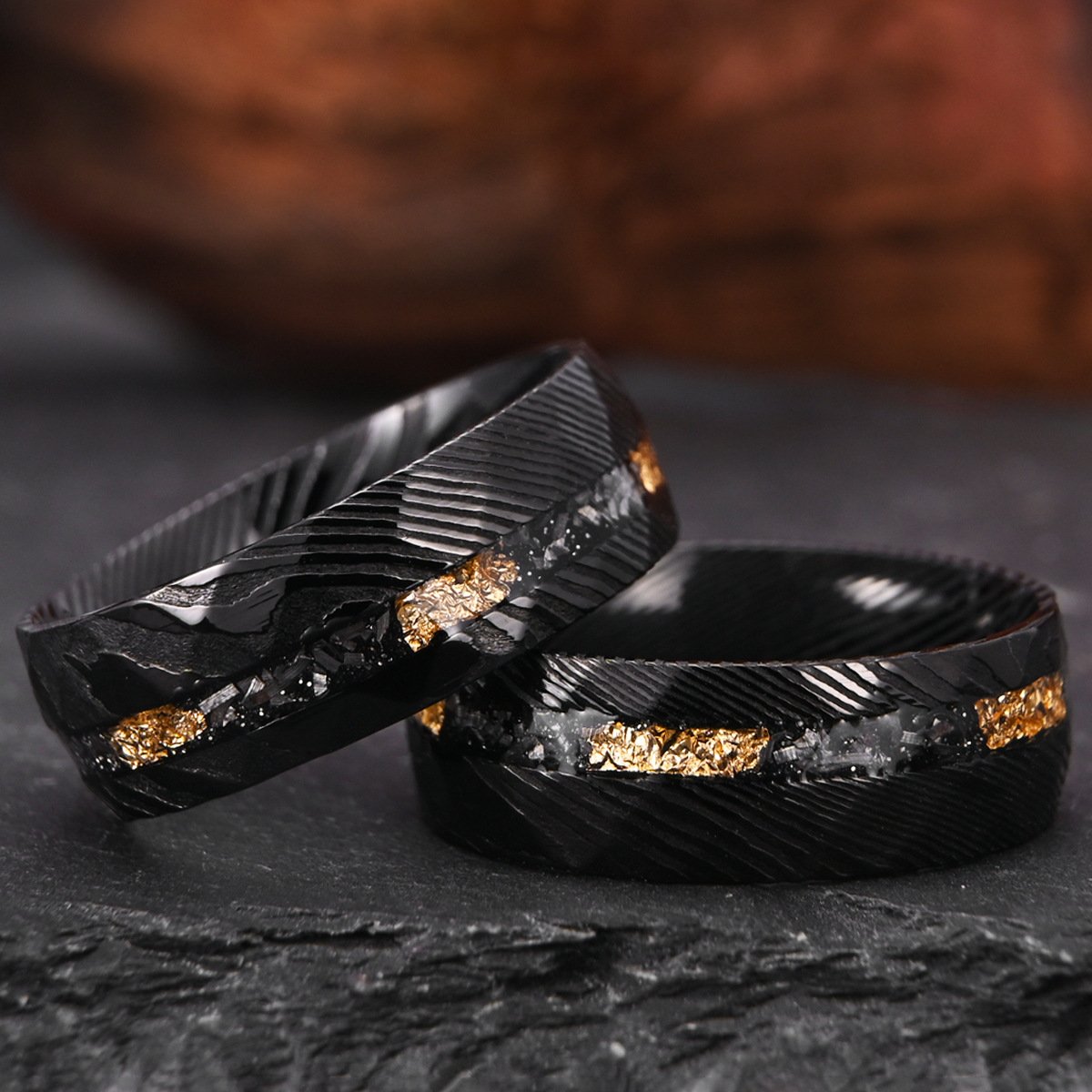 Damascus wedding bands