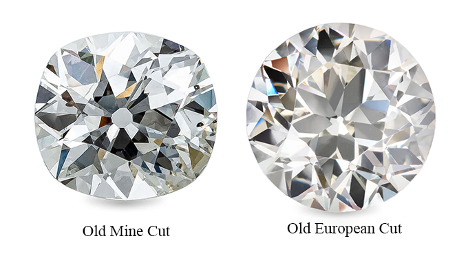 Old mine cut diamond & European cut diamond