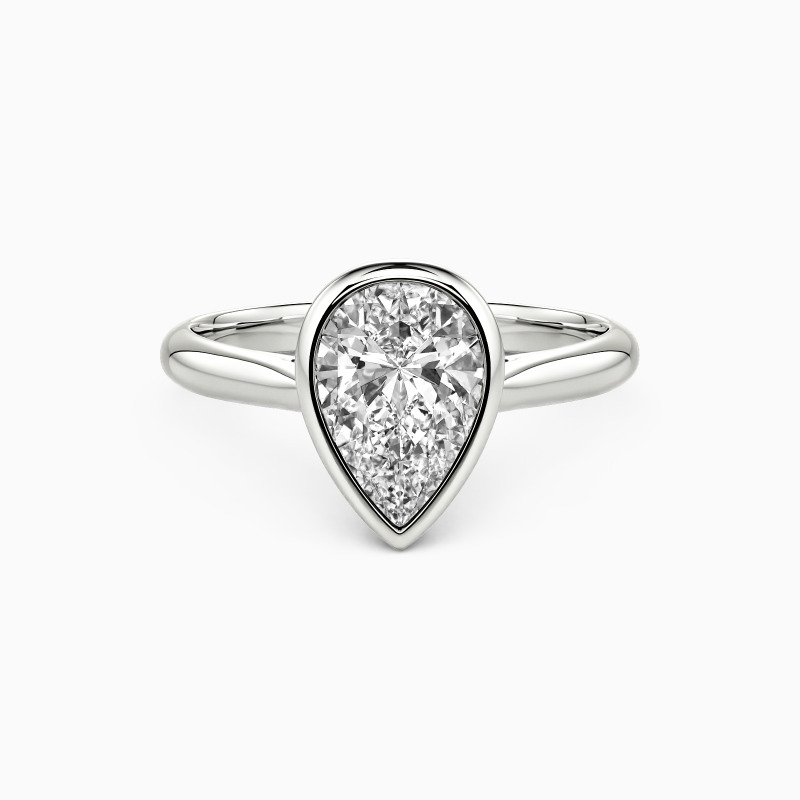 bezel set pear solitaire ring