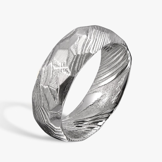 Damascus Steel Men's band Ring