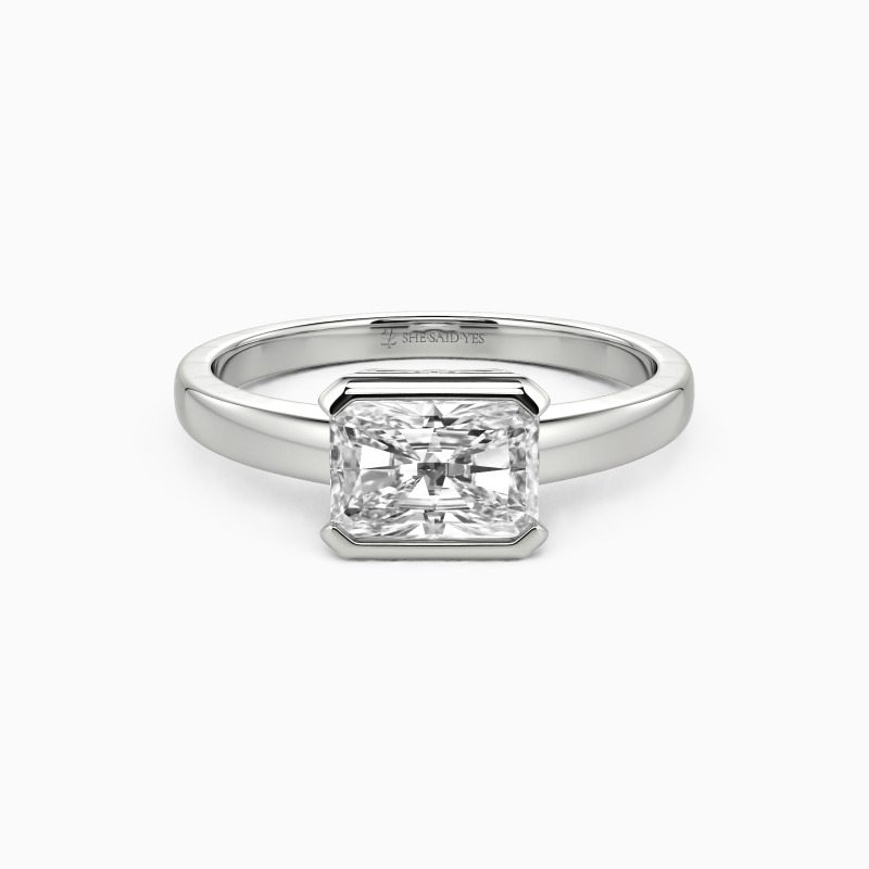 east-west half bezel set engagement ring