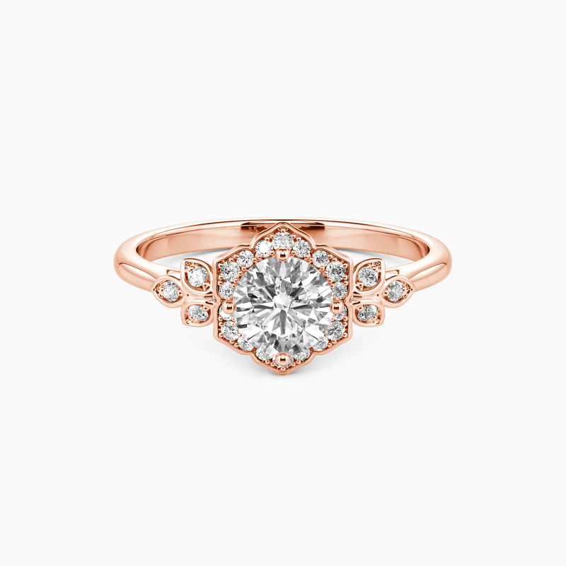"To The Beautiful You" Round Cut Nature-inspired Halo Engagement Ring