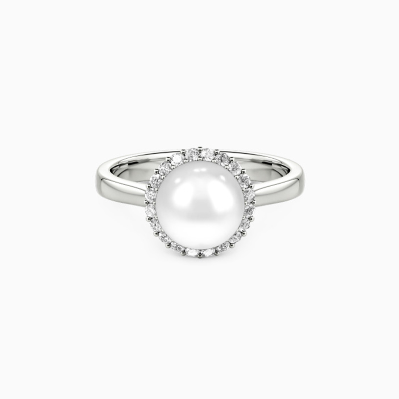 pearl halo engagement ring