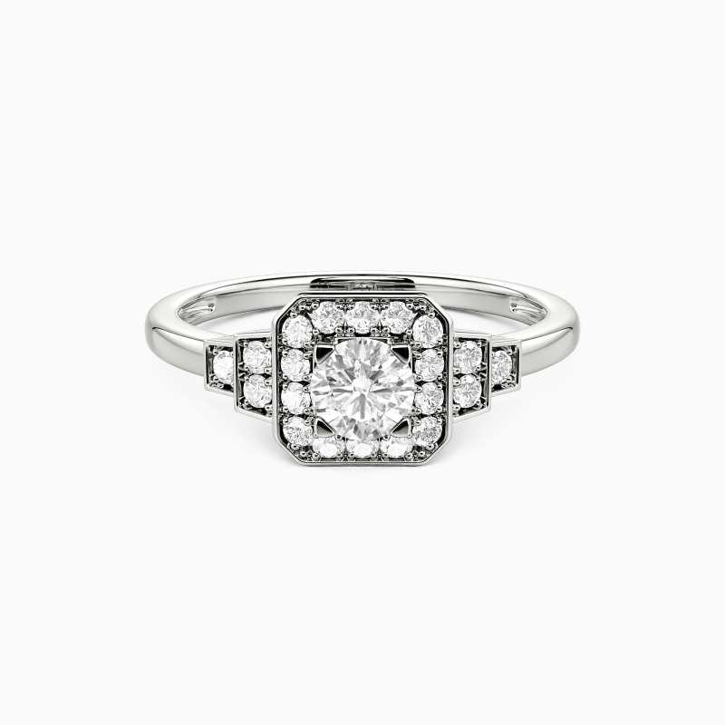 Art Deco styled halo engagement ring
