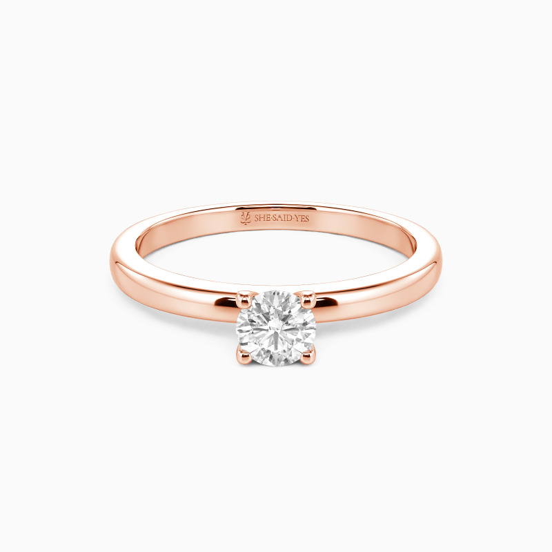 "Forever Starts with Now" Round Cut Solitaire Engagement Ring - rose gold