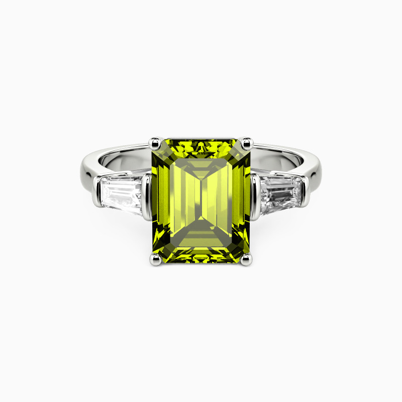 peridot three stone ring