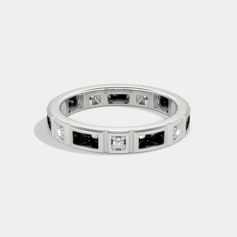 men's wedding ring with black onyx