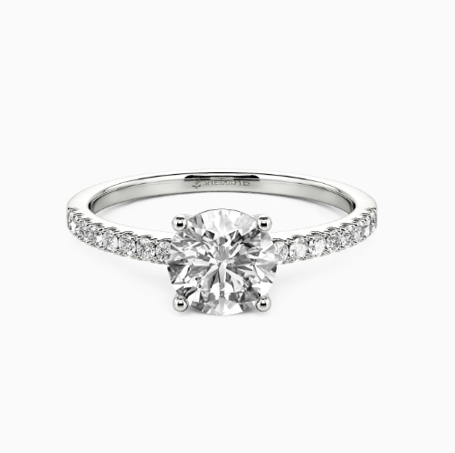1ct Round Cut Side Stone Engagement Ring