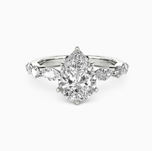 2ct Pear Cut Side Stone Engagement Ring