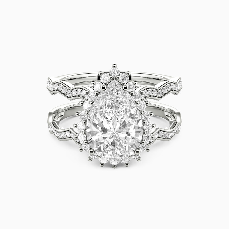 "Call Of The Ocean" Pear Cut Double Band Engagement Ring
