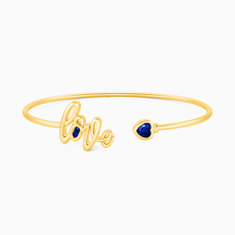 bangle bracelet with sapphire blue gems