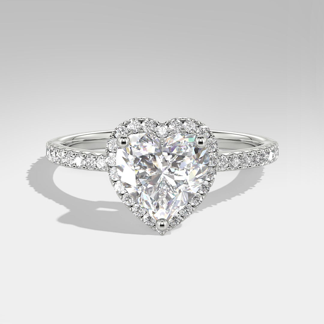 classic heart-cut halo engagement ring