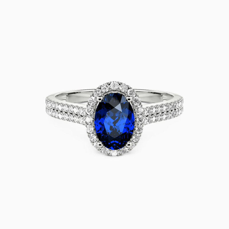 sapphire jewelry: sapphire blue halo engagement ring