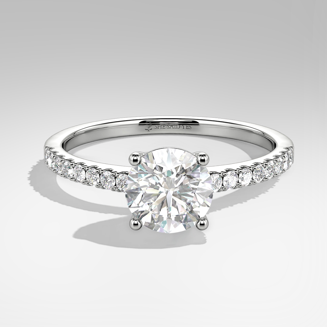 classic round pavé engagement ring
