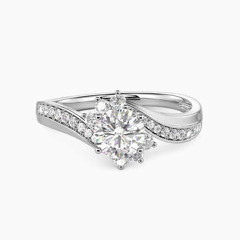round lab-grown diamond side-stone ring