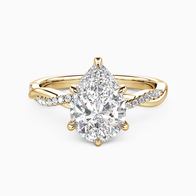 pear-cur lab-grown diamond engagement ring with twisted band