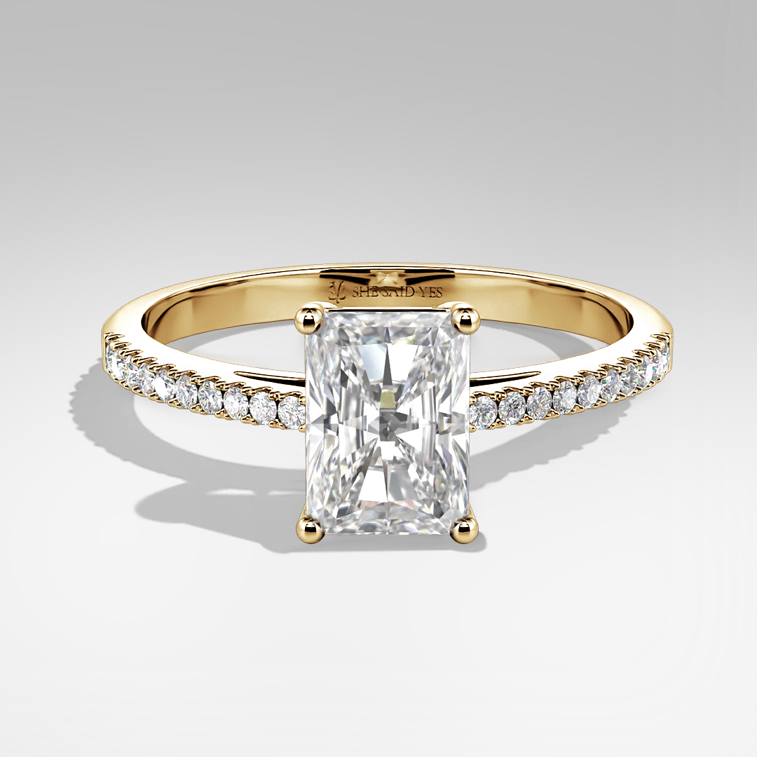 radiant-cut side-stone ring