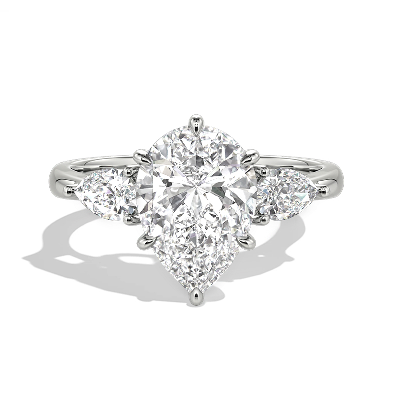 Pear Cut Three Stone Engagement Ring